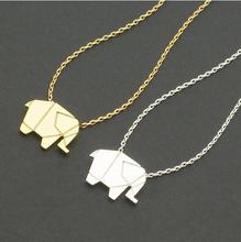 SMJEL 2017 New Boho Geometric Origami Animal Elephant Necklace Woodland Elephant Statement Necklaces Jewelry 10pcs-N192 2024 - buy cheap