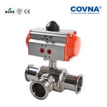 Food Safe 3/4 inch Sanitary Pneumatic Clamp Ball Valve 3 Ways DN20 Double Acting Tri-Clamp Pneumatic Ball Valve Stainless Steel 2024 - buy cheap