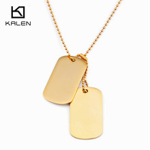KALEN  Engraved Dog Tags Name Pendant Necklaces Men Jewelry Gift Military Army Stainless Steel Chain Necklace 2024 - buy cheap