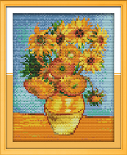 Van Goghs Sunflower Painting Cross Stitch Kits White Canvas 11CT Accurate Printed Embroidery DIY Handmade Needle Work Home Decor 2024 - buy cheap