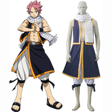 Anime Fairy Tail Natsu Dragneel Cosplay Costume Men's Halloween Full SET Costumes (Tops+Pants+Scarf) Custom size Free Shipping 2024 - buy cheap