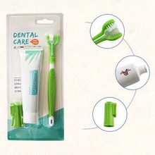 Pet Toothbrush Set Hot Puppy Vanilla/Beef Taste Toothbrush Toothpaste Dog Cat Finger Tooth Back Up Brush Care Wholesales 2024 - buy cheap