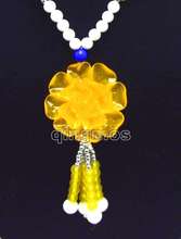 Pingente de flor amarelo 40mm, colar grande de 26 "com pingentes de flor amarela, moda feminina, atacado/varejo frete grátis 2024 - compre barato