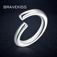 BRAVEKISS 925 Simple Silver Ring Design For Female Plain Adjustable Open Wedding Ring Band Styles For Women Jewelry BLR0307 2024 - buy cheap