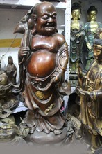 47" Chinese Buddhism Bronze cucurbit moneybag Happy Laugh Maitreya Buddha Statue 2024 - buy cheap