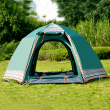 Toldo hexagonal UV automático para acampar al aire libre, carpa grande salvaje, toldo para 4-6 personas, pérgola de jardín con tela gruesa 2024 - compra barato