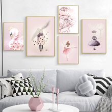 Quadros nórdicos em tela, decoração de casa, poster artístico, da miss rabbit, para parede, sala de estar, menina, quarto, impressão de decoração 2024 - compre barato