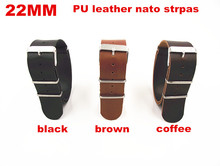 1PCS High quality 22MM PU leather nato straps Watch band  watch strap black ,brown,coffee color -0724 2024 - buy cheap
