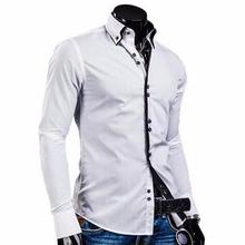 Men Shirt Luxury Brand 2018 Male Long Sleeve Shirts Casual Solid Multi-Button Hit Color Slim Fit Dress Shirts Mens 3XL 2024 - buy cheap