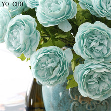 Искусственный Шелковый цветок YO CHO, красная роза, Белые пионы, большой осенний яркий пион, Искусственный лист, декор для свадьбы, домашвечерн... 2024 - купить недорого