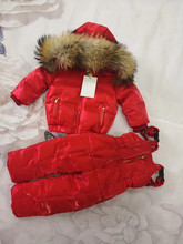 80cm -140cm 2021 Winter Jacket Children down jackets & PANT duck down Fur hooded girl snowsuit boy Suit set outerwear ski suit 2024 - buy cheap