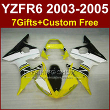 Juego de carenado ABS para motocicleta YAMAHA, kit de carrocería YZFR6 2003 2004 2005, color amarillo y blanco, YZF R6 03 04 05 YZF1000 WR4 2024 - compra barato