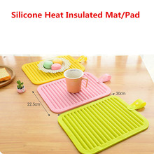 Colourful Placemat Kitchen Silicone Waterproof Heat Mat Tableware Pad For Dining Table Coaster Drying Non-slip 30*22.5CM 2024 - buy cheap