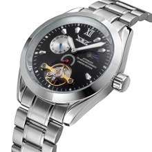 Fashion Jaragar Top Brand Casual Tourbillon Wrap Mens Watches Automatic Silver Case Calendar Male Clock Black Mechanical Watch 2024 - buy cheap