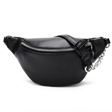 High Quality Fashion Leather Waist Fanny Pack Chest Bag Phone Purse with Metal Chain for Women 2024 - buy cheap
