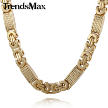 Trendsmax-collar de eslabones de acero inoxidable para hombre, pulsera de cadena plana de 8mm de longitud, color dorado, KN275, KB403 2024 - compra barato
