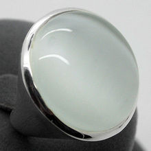 Opala branca rara gatinho 24mm cor prata joia anel tamanho 7/8/9/10 2024 - compre barato
