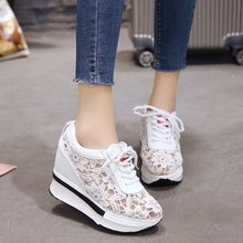 White fashion summer Mesh Sales Summer New Lace Breathable Sneakers Women Shoes Comfortable Casual Woman Platform Wedge Shoes 2024 - buy cheap