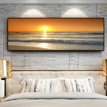 Cuadro sobre lienzo de paisaje de playa, Océano, naturaleza, atardeceres, carteles e impresiones, arte de pared escandinavo para sala de estar 2024 - compra barato