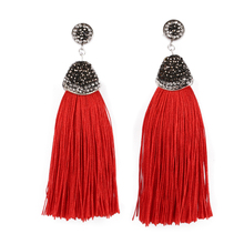 KEJIALAI Vintage Bohemian Silk Long Tassel Dangle Earring Charm Rhinestone Women Drop Earrings Boho Fashion Statement Jewelry 2024 - buy cheap