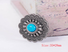 10PC 35*28MM Southwest Oval Horse Saddles Turquoise Antique Silver Finish Concho 2024 - buy cheap