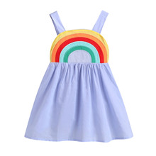Летние милые Детское платье для маленьких девочек без рукавов; На лямках вечерние платье принцессы радужной расцветки с наряды 2024 - купить недорого