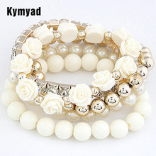 Kymyad pulseiras femininas elásticas, braceletes & pulseiras, joias, contas de flores bijuterias verão 2024 - compre barato