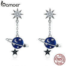 BAMOER High Quality 100% 925 Sterling Silver Sparkling CZ Moon and Star Drop Earrings for Women Sterling Silver Jewelry SCE348 2024 - buy cheap
