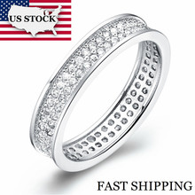 US STOCK Silver Wedding Rings for Women Cubic Zirconia Engagement Ring Jewelry Gift Anillos Bague Anel 20% off Uloveido J114 2024 - buy cheap