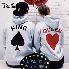 2019 New Fashion Couples Matching Hoodies Women Men King Queen Letter Printing Casual Long Sleeve Lovers Hooded Sweatshirts 2024 - buy cheap