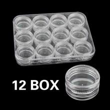 12pcs/pack transparent powder paillette rhinestone nail bottle plastic nail art storage container box Nail Art Accessories 2024 - buy cheap