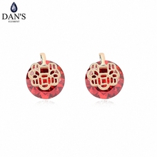 DAN'S ELEMENT New Sales Genuine Austrian Crystal Champagne Gold Color Flower Earrings For Women Valentine's Gift 100736red 2024 - buy cheap