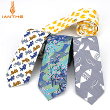 Corbata con estampado de animales para hombre, corbatas ajustadas de algodón con diseño clásico, formales, para negocios 2024 - compra barato