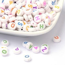 3500pc/Bag Alphabet Acrylic Beads Mixed Letters A to Z Flat Round White For DIY Jewelry Accessories Making Wholesale,7x4mm 2024 - buy cheap