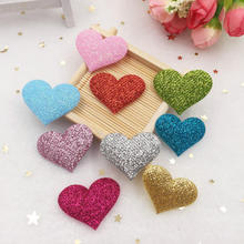 40pcs mix Glitter Bepowder Applique Cloth Padded heart  Patches Wedding DIY Hair Clip Accessories Craft Supplies SE085*2 2024 - buy cheap