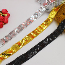 YACKALASI-cintas de encaje de lentejuelas trenzada Banda, adornos de encaje bordado dorado, 2,2-2,4 cm-púrpura, 18 Yds/lote 2024 - compra barato