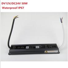 Fonte de alimentação à prova d'água, transformador de iluminação led 12v 24v 50w com driver de alumínio embutido para 12v dc 24v