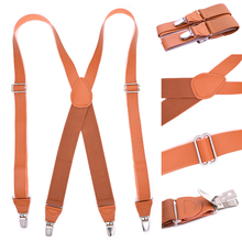 JIERKU Suspenders Man's Braces 4 Clips PUSuspensorio Trousers Strap Adjustable Outdoor Leather Suspenders 2024 - buy cheap