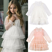 Focusnorm Newborn Kid Baby Girls Cute Dress Party Pageant Princess Bridesmaid Lace Tulle Long Sleeve Dress Outfit 2024 - buy cheap