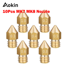 10Pcs 3D Printers Parts MK7 MK8 Nozzle 0.2 0.3 0.4 0.5 0.6 0.8 1.0mm Copper Extruder Threaded 1.75mm 3.0mm Filament Head Brass 2024 - buy cheap