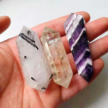 Cristais de quartzo natural duplo ponto wand cura reiki pedras e cristais fonte decoração de casa para o presente venda 2024 - compre barato
