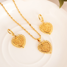 Gold Color Heart Shape Jewelry sets Pendant Necklaces  chain  wedding charms wedding bridal lover party gift 2024 - buy cheap