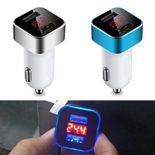 Car Charger Dual USB Port Smart LED Voltage Display Car Cigarette Lighter Mobile Phone Universal USB Car Charger 2024 - buy cheap