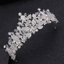 Sparkling Clear Crystal Wedding Tiara Crown Pageant Diadem Headpieces Leaf Crystal Bridal Hair Accessories Queen Crowns 2024 - buy cheap