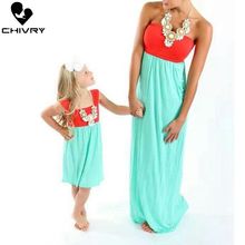 Chivry Mother Daughter Dresses Sleeveless Patchwork Dress Mother Daughter Clothes Mom and Daughter Dress Family Matching Clothes 2024 - buy cheap