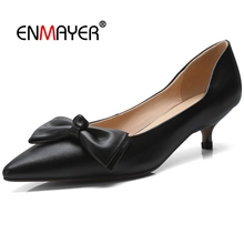 ENMAYER   Genuine Leather  Pointed Toe  Zapatos De Mujer De Moda 2020 De Vestir Women Fashion Pumps  Casual Size 34-40 LY391 2024 - buy cheap