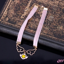 Drop&Wholesale Cosplay Pendant Necklace Enamel Wing Star Heart Card Captor Sakura Velvet Choker APR28 2024 - buy cheap
