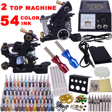 Beginner Complete Tattoo Kit LCD Power Supply 54 Colors Tattoo Inks Needles Nozzle Body Tattoo Art Equipment for Starter 2024 - buy cheap