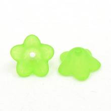 wide green transparent frosted flower acrylic beads, about 13mm in diameter, 7mm thick, hole:1mm 2024 - buy cheap