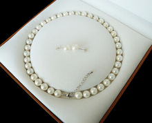 Jewelry 001322 8mm White Akoya Cultured Shell Pearl Necklace Earring Set 18" AAA 2024 - buy cheap